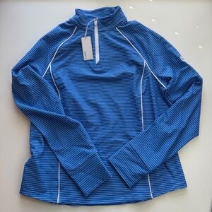 johnnie-O Blue Striped Short Sleeve Top